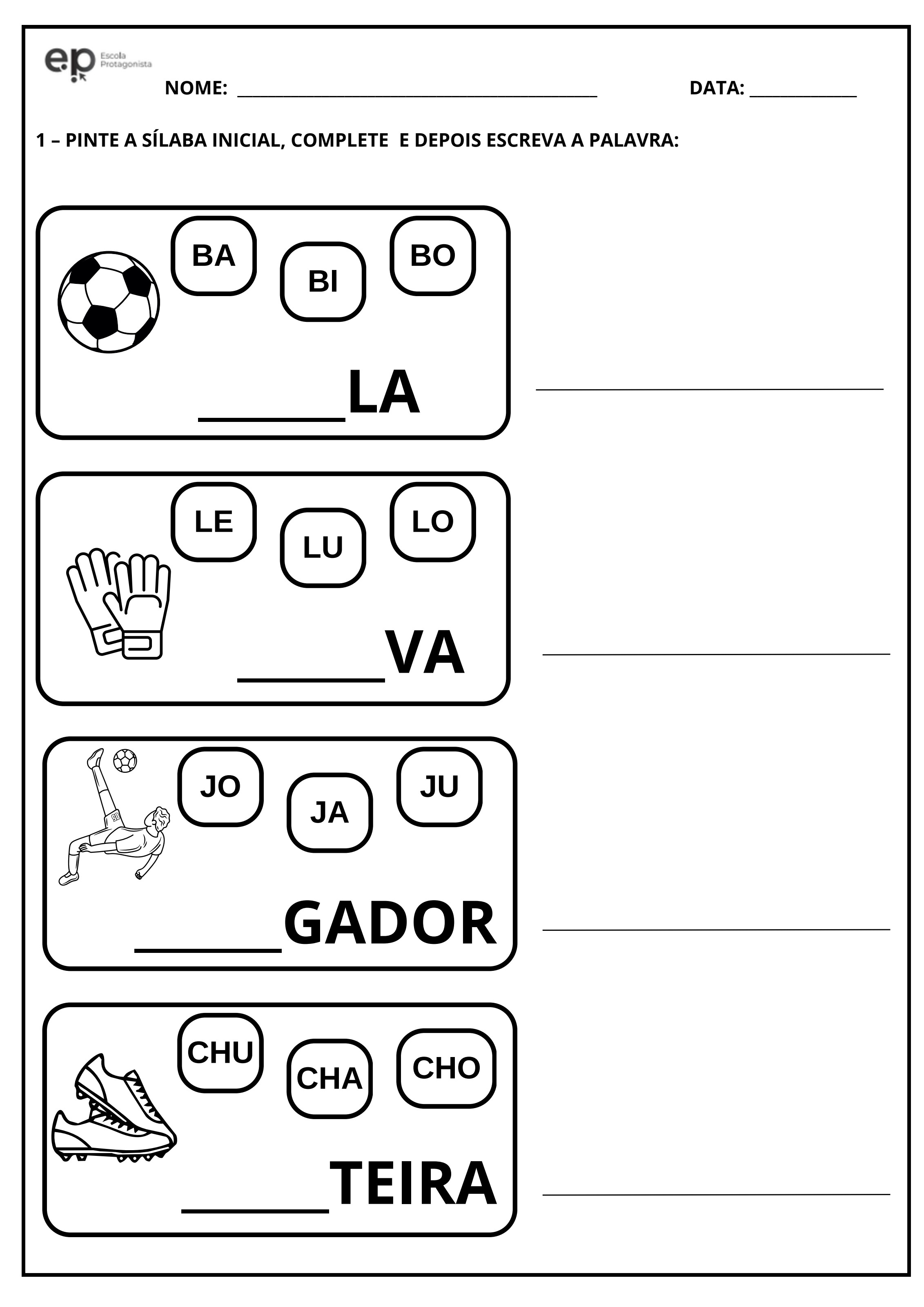 Atividade para alunos silábicos